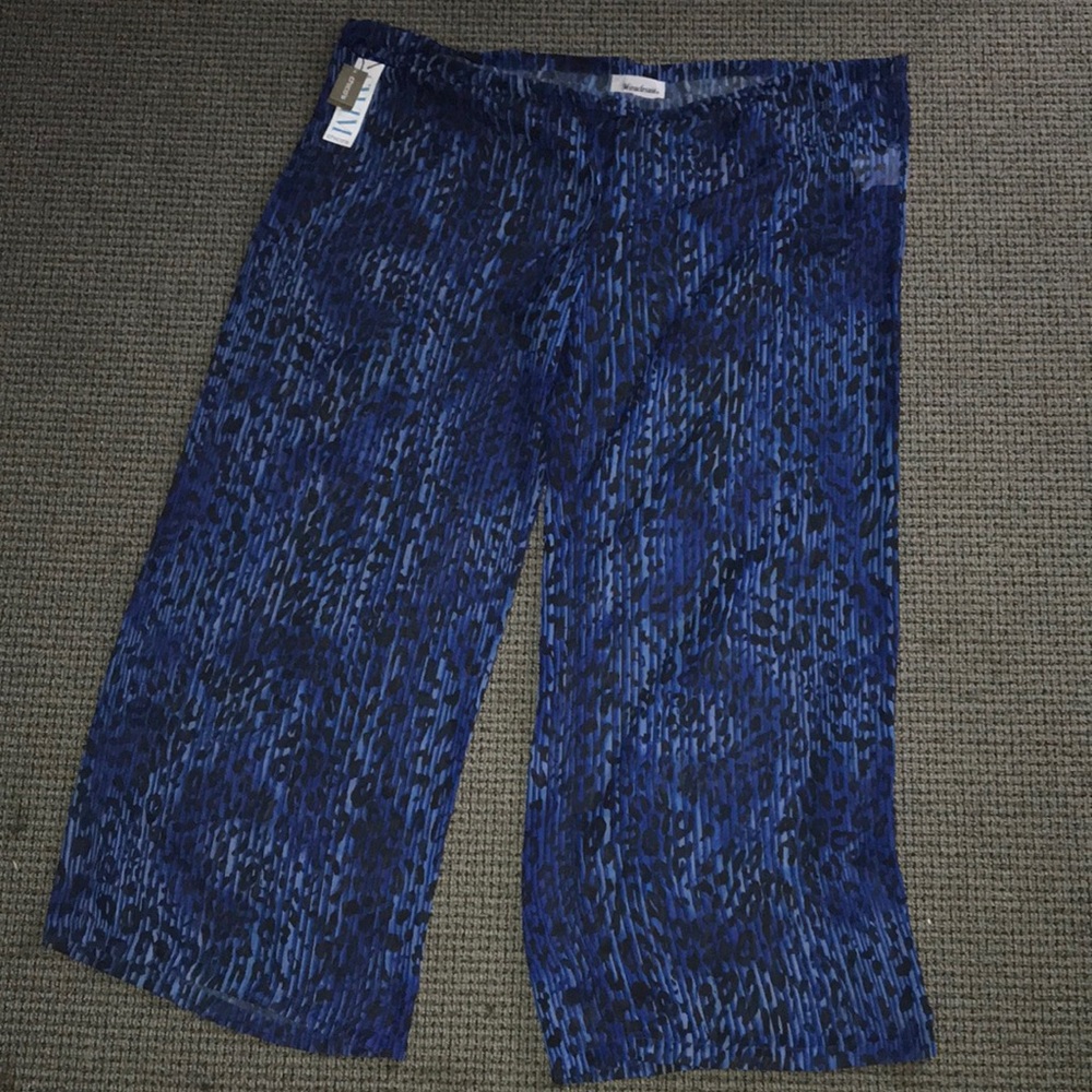 Chico's Blue and Black Pleated‎ Swim Coverup Pants